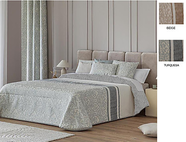 Confecciones Paula - Edredón Sherpa Jacquard Lorca color Beige o Turquesa