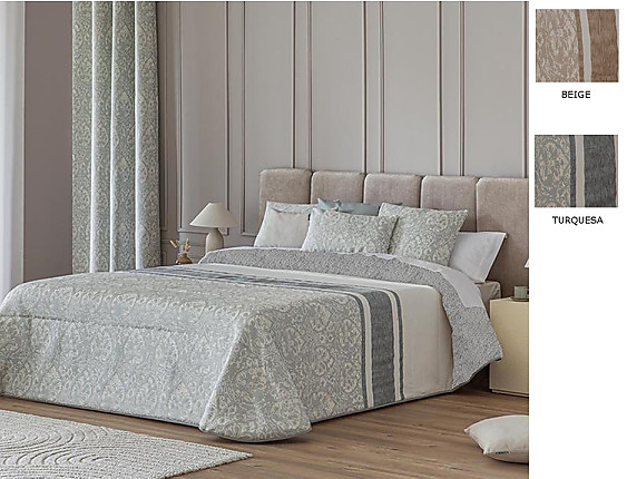 Confecciones Paula - Edredón Sherpa Jacquard Lorca color Beige o Turquesa