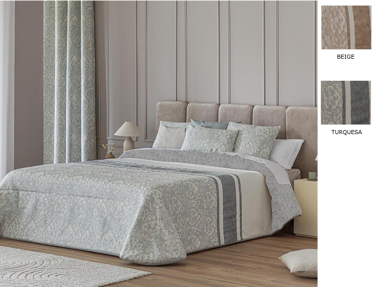 Confecciones Paula Edredón Sherpa Jacquard Lorca color Beige o Turquesa