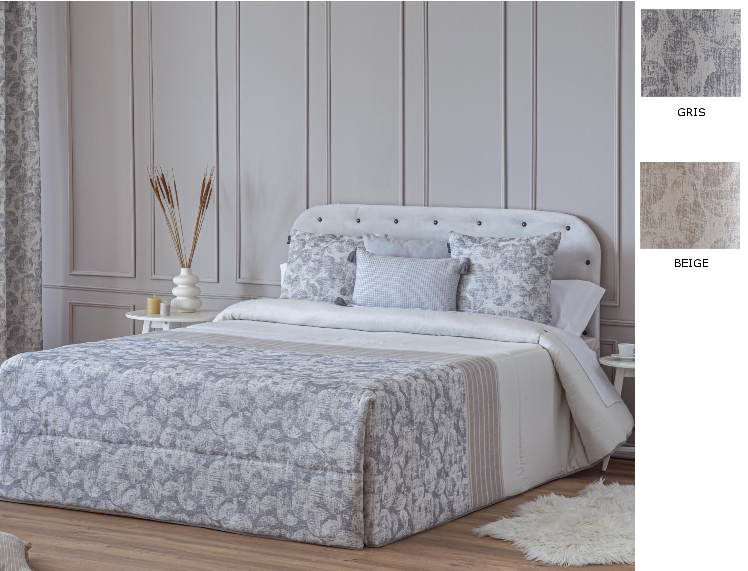 Confecciones Paula Edredón Conforter Jacquard Huesca color Beige o Gris