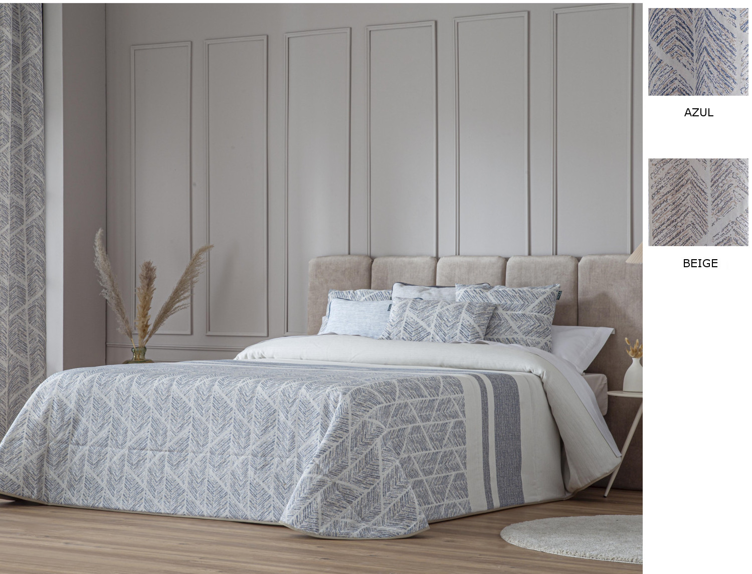 Confecciones Paula Edredón bouti Jacquard Bejar doble relleno (200 gr) color Azul o Beige