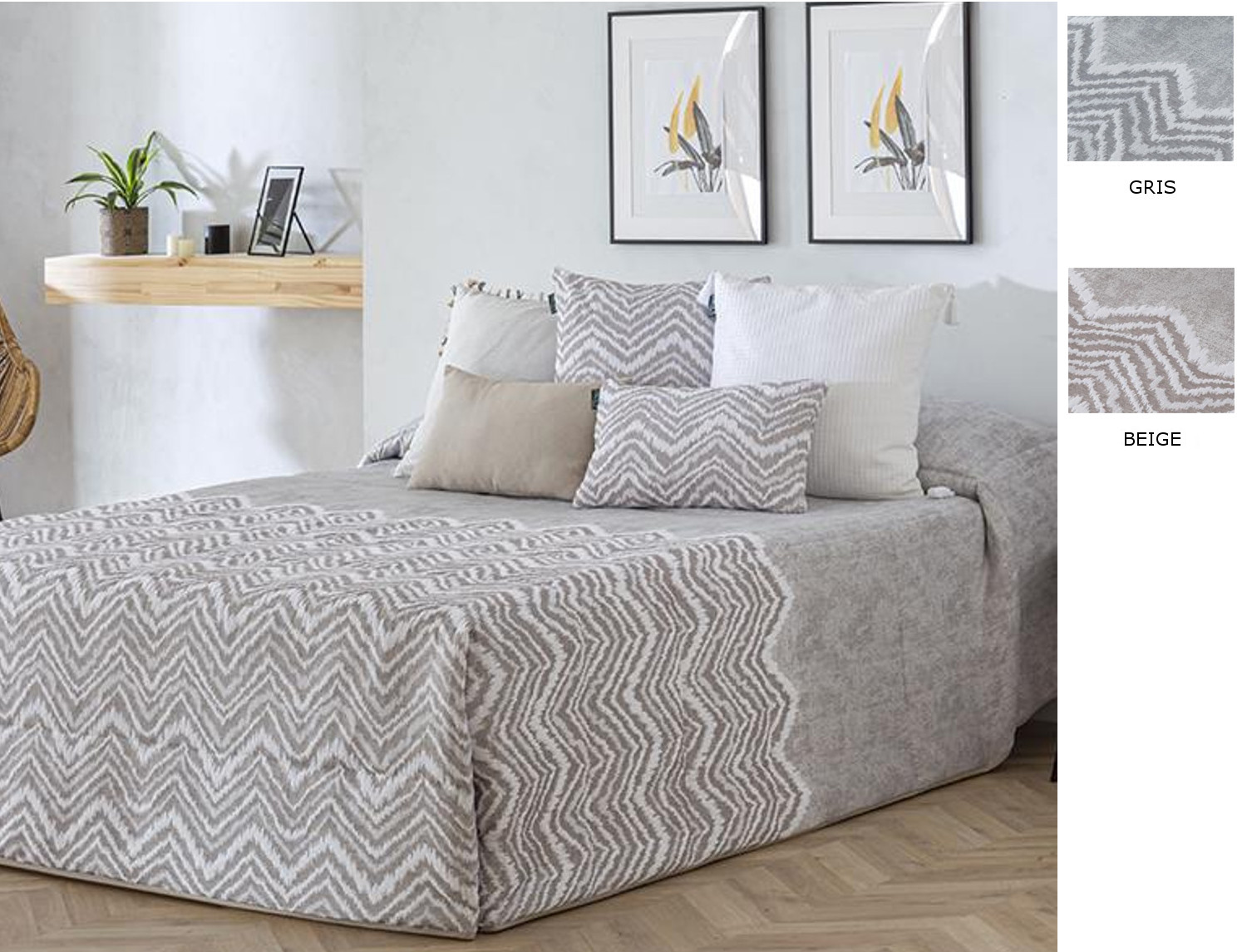 Confecciones Paula Edredón Conforter Jacquard Bilbao color Beige o Gris