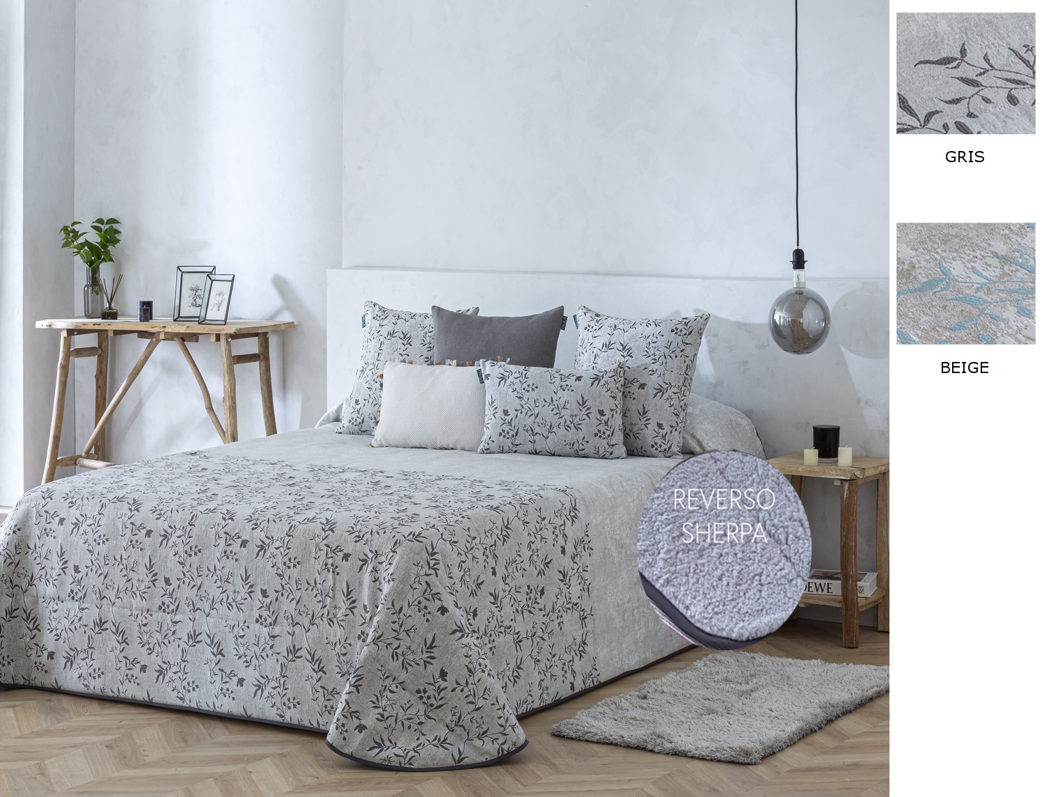 Confecciones Paula Edredón Sherpa Jacquard Ceuta color Beige o Gris