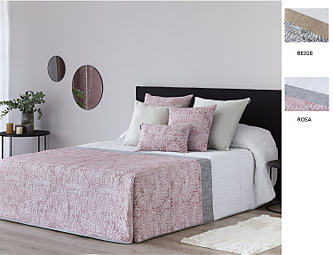 Confecciones Paula - Edredón Conforter Jacquard Palma color Beige o Rosa