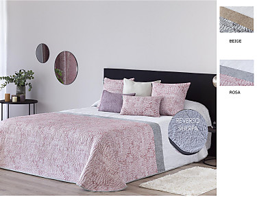 Confecciones Paula - Edredón Sherpa Jacquard Palma color Beige o Rosa
