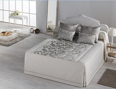 JVR - Colcha edredón Jacquard Donatella color Plata cama de 80 Oferta