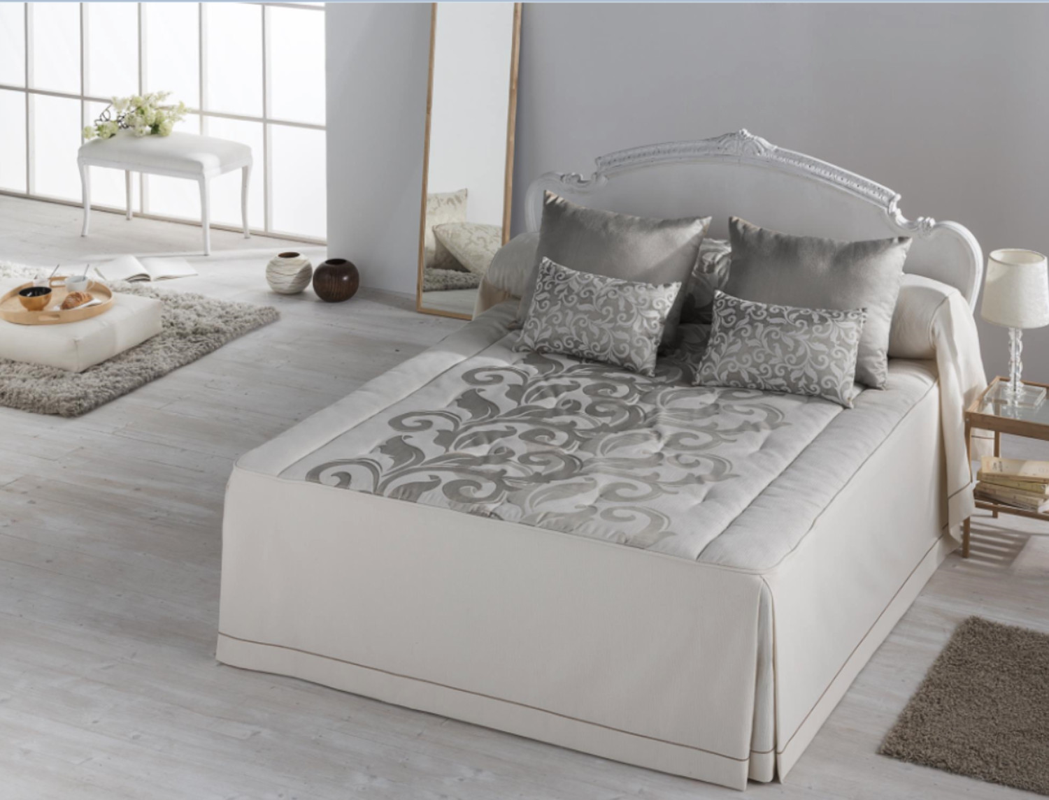 JVR Colcha edredón Jacquard Donatella color Plata cama de 80 Oferta