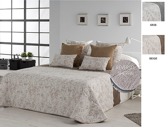 Confecciones Paula - Edredón Sherpa Jacquard Managua color Beige o Gris