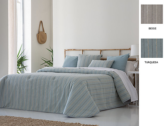 Confecciones Paula - Edredón bouti Jacquard Illora doble relleno (200 gr) color Beige o Turquesa