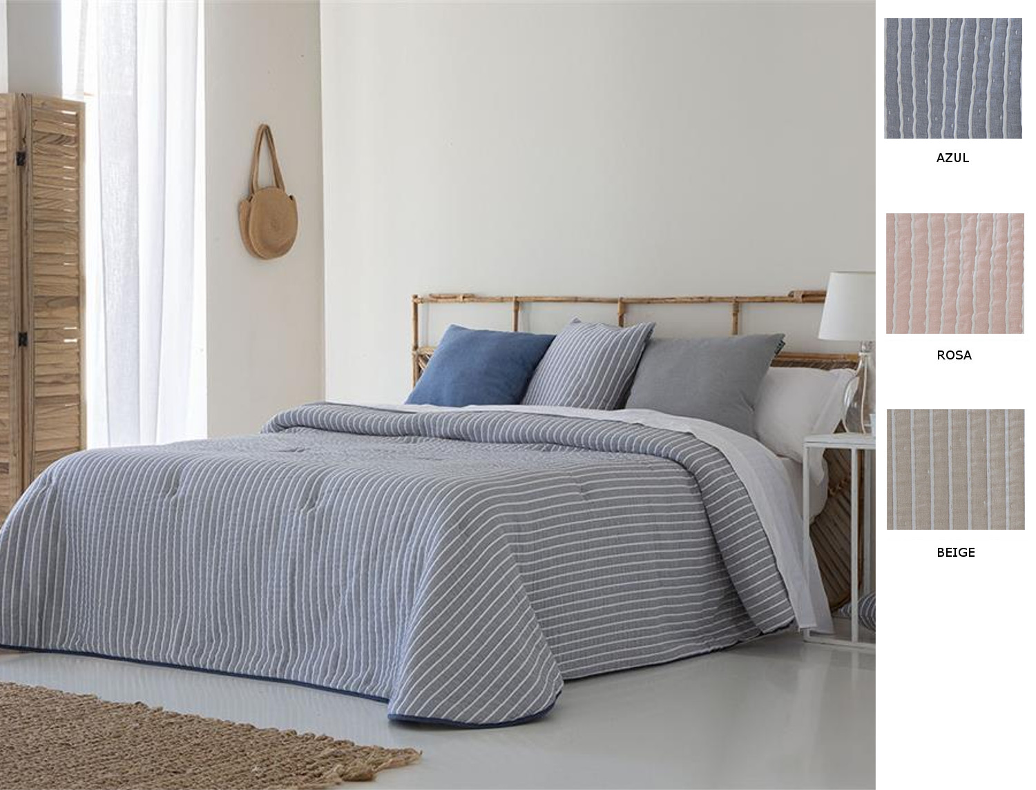 Confecciones Paula Edredón bouti Jacquard Lires doble relleno (200 gr) color Azul, Beige o Rosa