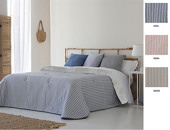 Confecciones Paula - Edredón Sherpa Jacquard Lires color Azul, Beige o Rosa