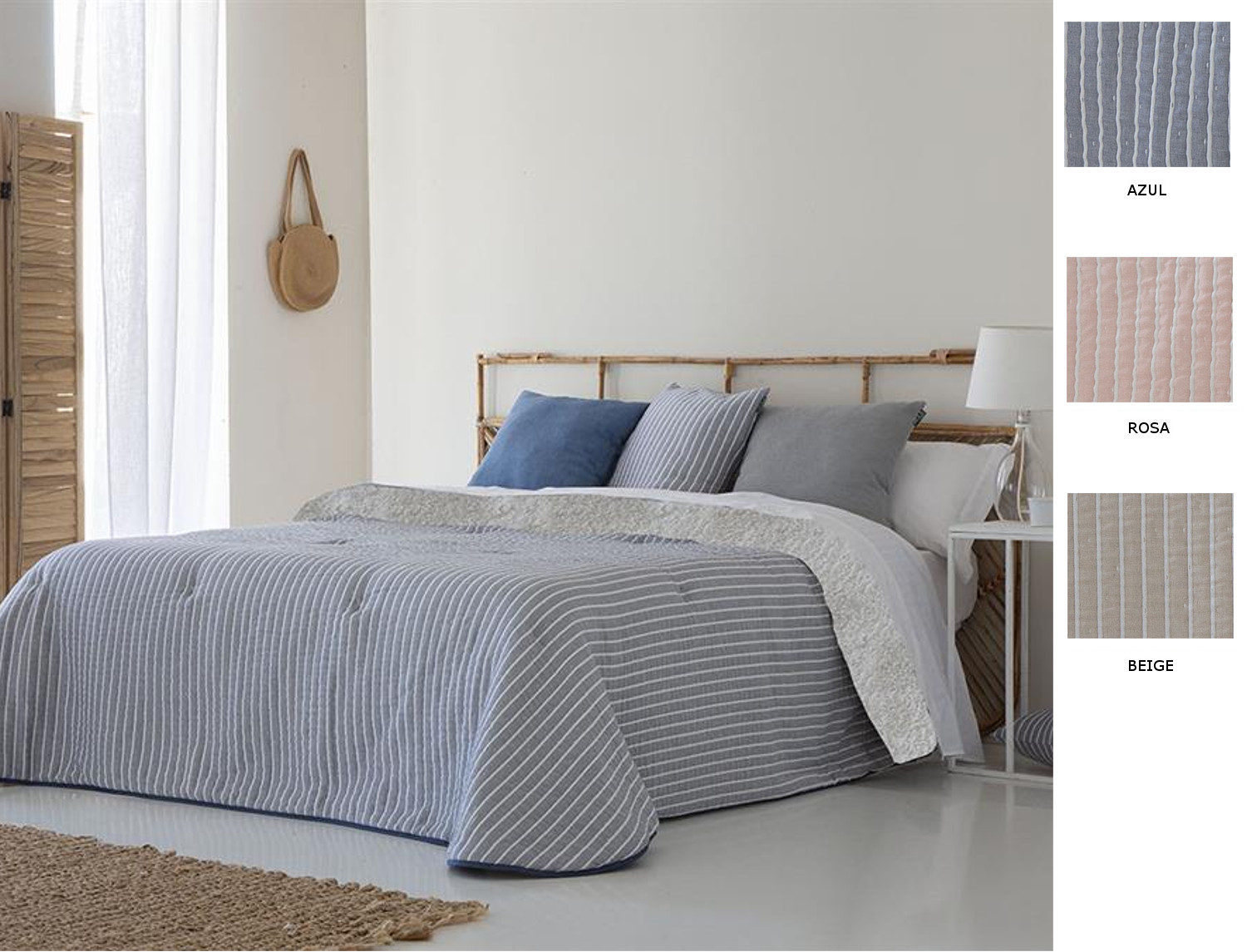 Confecciones Paula Edredón Sherpa Jacquard Lires color Azul, Beige o Rosa