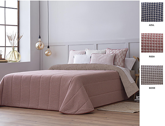 Confecciones Paula - Edredón Sherpa Jacquard Miel color Azul, Beige o Rosa