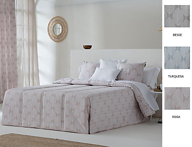 Confecciones Paula - Edredón Conforter Jacquard Zubia color Beige, Rosa o Turquesa