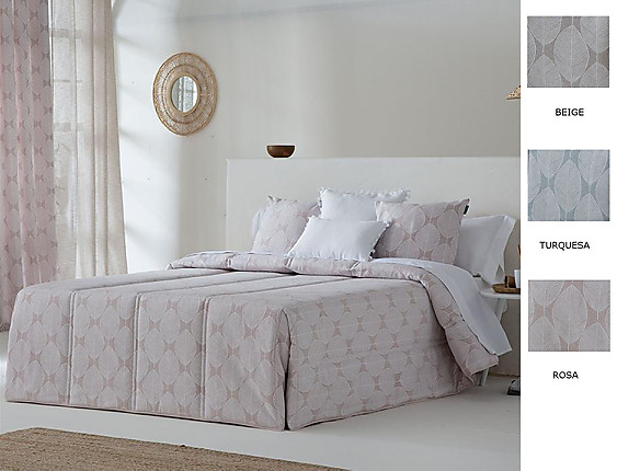 Confecciones Paula - Edredón Conforter Jacquard Zubia color Beige, Rosa o Turquesa