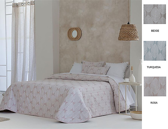 Confecciones Paula - Edredón bouti Jacquard Zubia doble relleno (200 gr) color Beige, Rosa o Turquesa