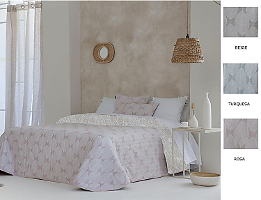 Confecciones Paula - Edredón Sherpa Jacquard Zubia color Beige, Rosa o Turquesa