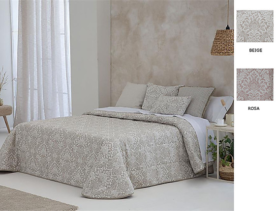 Confecciones Paula - Edredón bouti Jacquard Neira doble relleno (200 gr) color Beige o Rosa