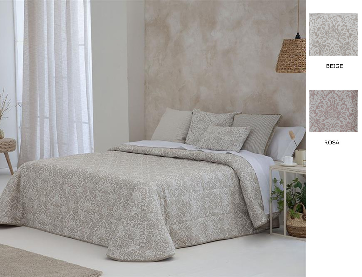 Confecciones Paula Edredón bouti Jacquard Neira doble relleno (200 gr) color Beige o Rosa