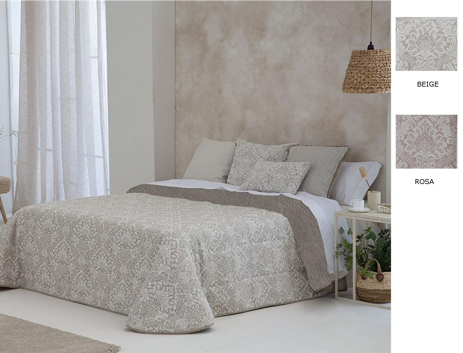 Confecciones Paula Edredón Sherpa Jacquard Neira color Beige o Rosa