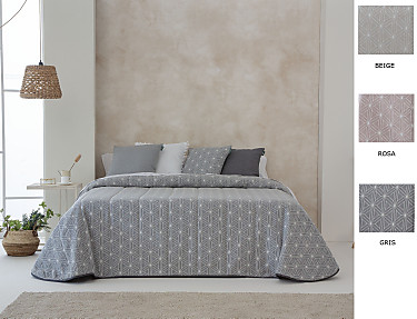 Confecciones Paula - Edredón bouti Jacquard Lora doble relleno (200 gr) color Beige, Gris o Rosa
