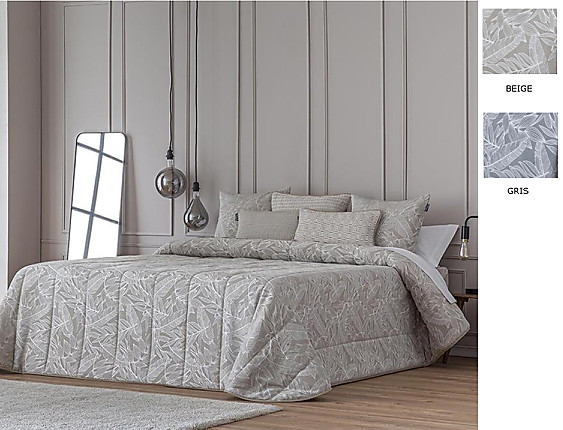 Confecciones Paula - Edredón bouti Jacquard Alcala doble relleno (200 gr) color Beige o Gris