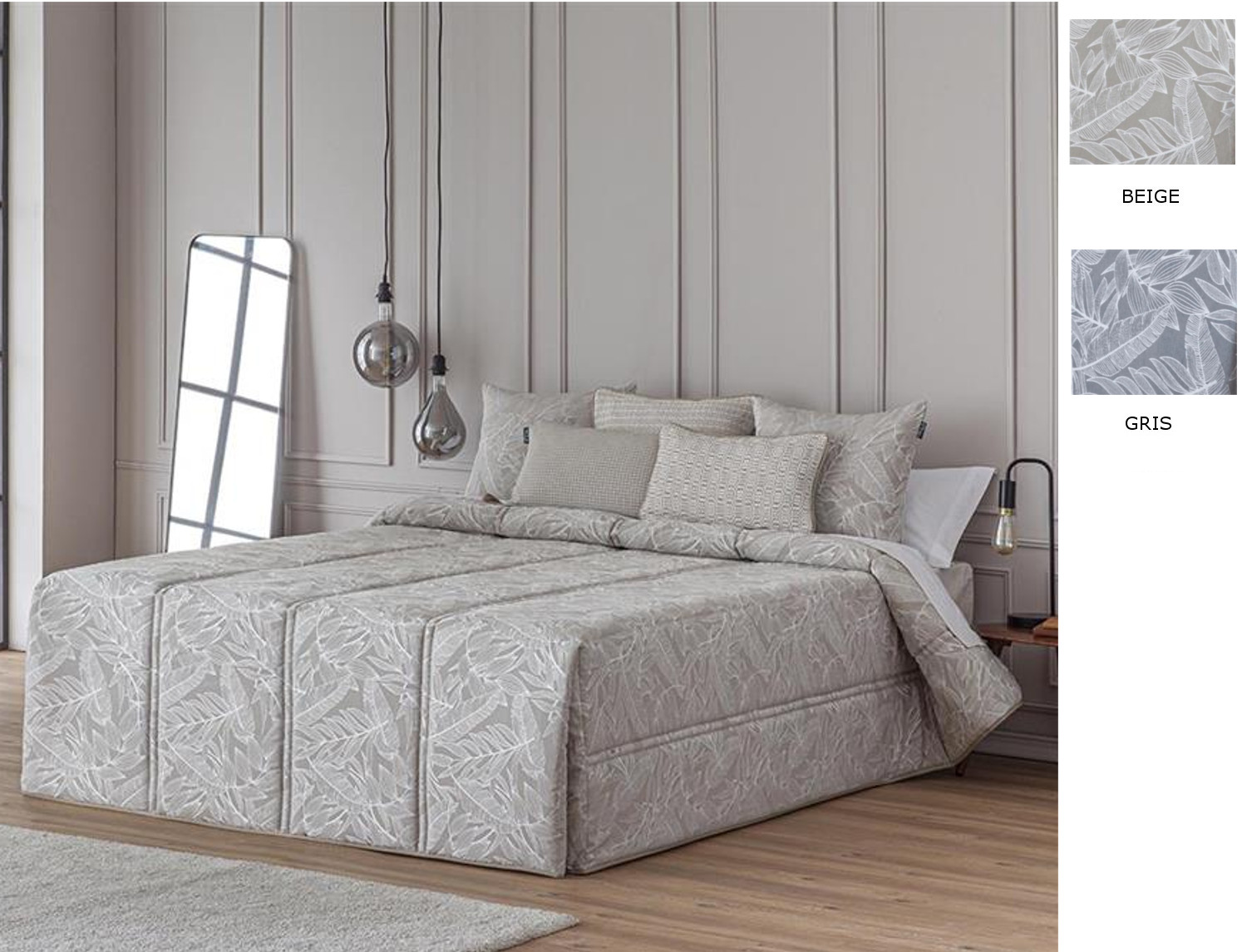 Confecciones Paula Edredón Conforter Jacquard Alcala color Beige o Gris