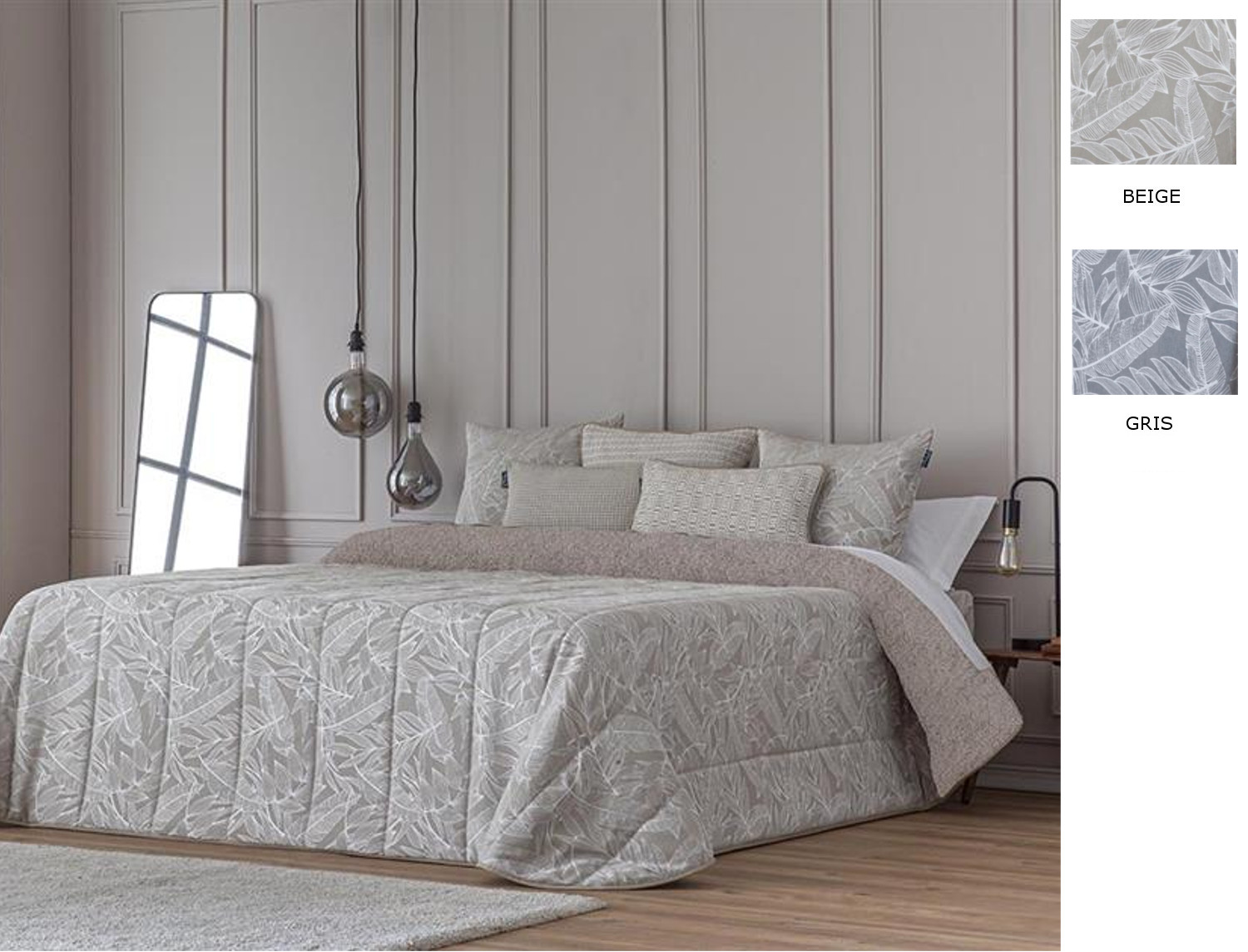 Confecciones Paula Edredón Sherpa Jacquard Alcala color Beige o Gris