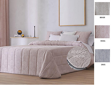 Confecciones Paula - Edredón Sherpa Jacquard Suances color Beige, Gris o Rosa