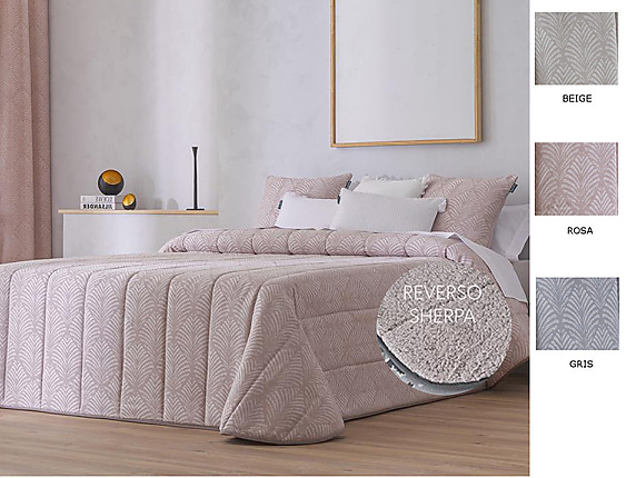 Confecciones Paula - Edredón Sherpa Jacquard Suances color Beige, Gris o Rosa