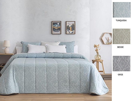 Confecciones Paula - Edredón bouti Jacquard Somo doble relleno (200 gr) color Beige, Gris o Turquesa