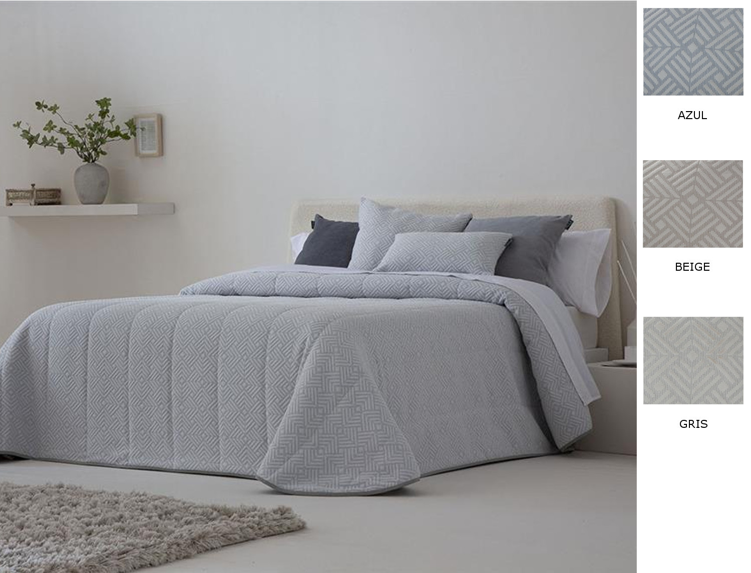 Confecciones Paula Edredón bouti Piqué Sada doble relleno (200 gr) color Azul, Beige o Gris