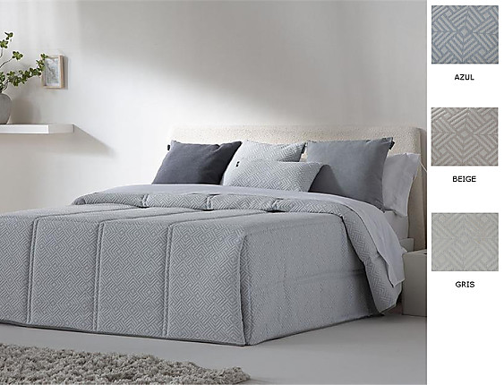 Confecciones Paula - Edredón Conforter Pique Sada color Azul, Beige o Gris