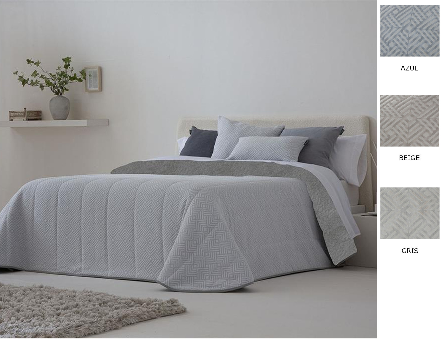 Confecciones Paula Edredón Sherpa Piqué Sada color Azul, Beige o Gris