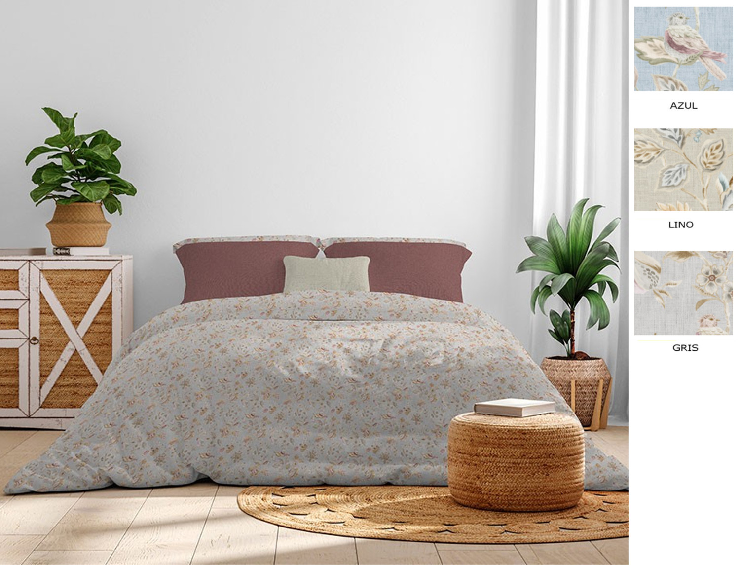 Cañete Funda nórdica Komen color Azul, Gris o Lino