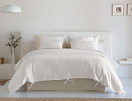 Funda nórdica 100% Algodón Plume Gasa cierre con lazos color Gris, Lino o Natural