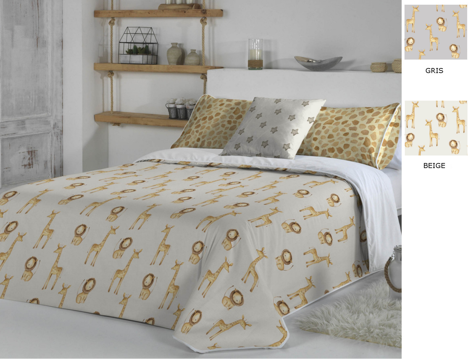 Cañete Funda nórdica Nala A color Beige o Gris