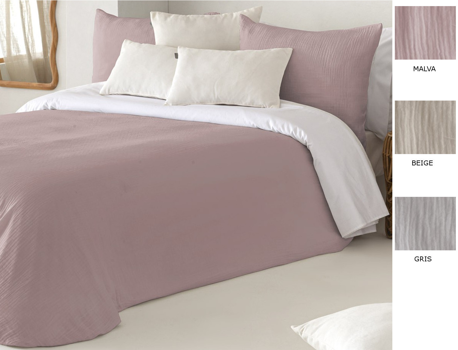 Sandeco Funda Nórdica Jacquard Duero con funda/s de cojín color 01 Gris, 02 Beige o 03 Malva