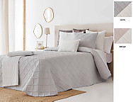 Colcha Jacquard Reversible con fundas de cojín Zuera 01 Gris/Blanco ó 02 Beige/Blanco