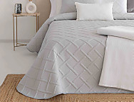Colcha Jacquard Reversible con fundas de cojín Zuera 01 Gris/Blanco ó 02 Beige/Blanco