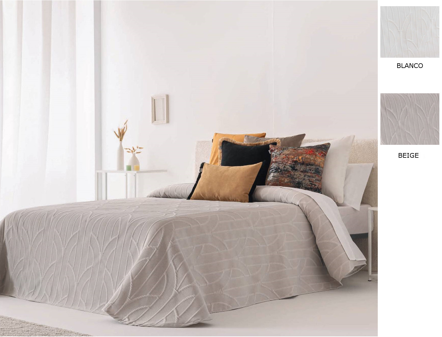 Sandeco Colcha Jacquard Arcos color 01 Blanco ó 02 Beige