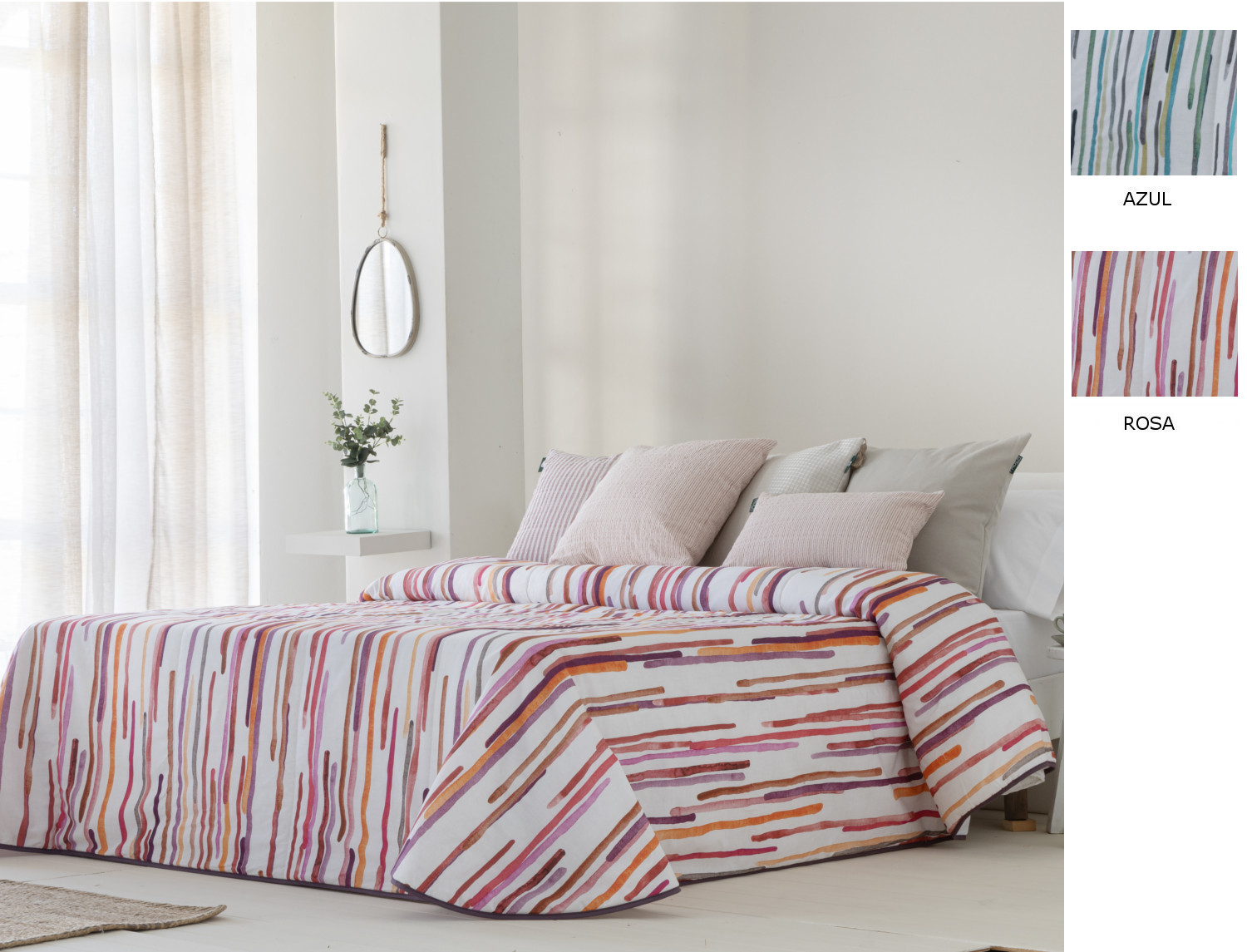 Confecciones Paula Colcha bouti 100% Algodón Oleo 60gr color Azul o Rosa