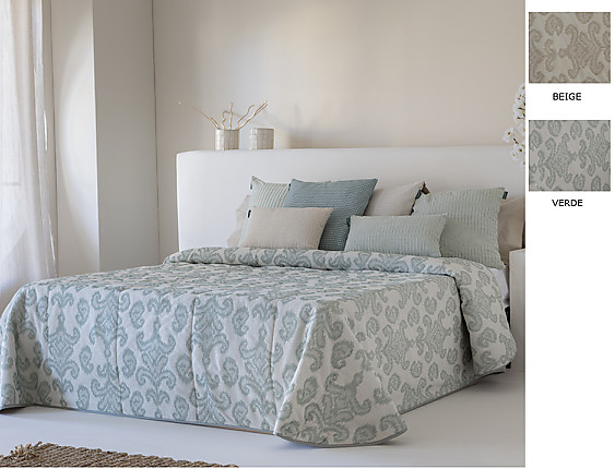 Confecciones Paula - Colcha bouti Jacquard India 60gr color Beige o Verde