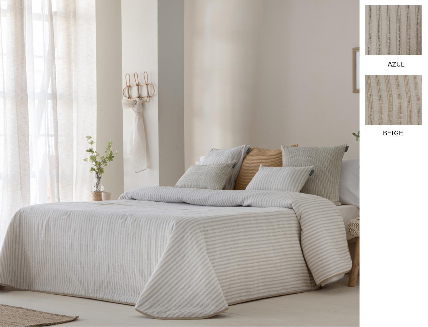 Confecciones Paula Colcha bouti Jacquard Lineas 60gr color Azul o Beige