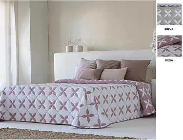Confecciones Paula - Colcha Jacquard reversible Egina color Beige o Rosa