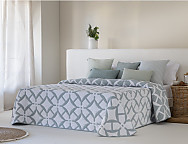 Colcha Jacquard reversible Isquia color Beige o Turquesa