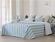 Colcha Jacquard reversible Cies color Azul, Beige o Rosa