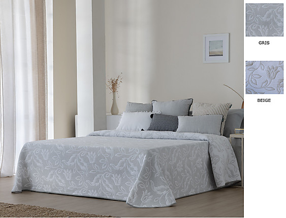 Confecciones Paula - Colcha Jacquard reversible Adeje color Beige o Gris