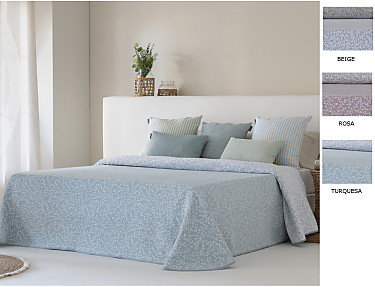 Confecciones Paula - Colcha Jacquard reversible Orotava color Beige, Rosa o Turquesa