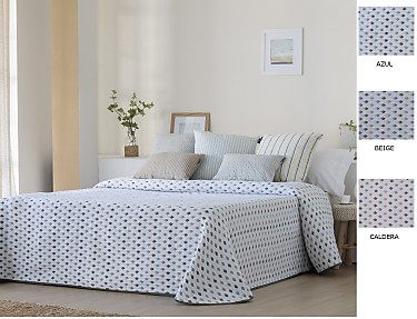 Confecciones Paula - Colcha Jacquard reversible Teguise color Azul, Beige o Caldera